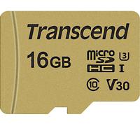 Transcend Premium 500S Carte microSDHC 16 GB Class 10, UHS-I, UHS-Class 3, v30 Video Speed Class avec adaptateur SD