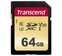 Transcend SDC500S Carte mémoire SDXC 64GB UHS-I, C10, U3, V30, 4K, Full HD, MLC, jusqu'à 95/50 MB/s (pour appareils photo reflex et caméscopes avancés) avec emballage Frustration Free - TS64GSDC500S-E