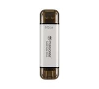 Transcend SSD Portable 512GB Haute Vitesse jusqu'à 1050 MB/s, Ultra Compact, Compatible Type-A/Type-C PS4/PS5 Testé pour USB 10Gbps, Argent - TS512GESD310S