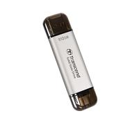 Transcend SSD Portable 512GB Haute Vitesse jusqu'à 1050 MB/s, Ultra Compact, Compatible Type-A/Type-C PS4/PS5 Testé pour USB 10Gbps, Argent - TS512GESD310S