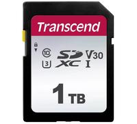 Transcend Carte mémoire SDXC Highspeed 1TB (pour appareils photo numériques; Photos & Vidéos; Autoradio) Classe 10, UHS-I U3, Classe vitesse vidéo V30 pour 4K Ultra HD - TS1TSDC300S