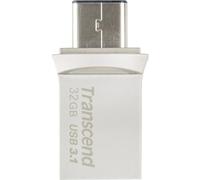 Transcend TS32GJF890S Clé USB 3.0 32 Go Argent | Clé USB 3.2 Gen 1, type A et C, boîtier métallique