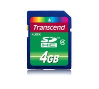 Transcend TS4GSDHC4 Carte Flash SDHC 4Go Noir - Cycles 10000/secteur logique, 2.7-3.6V, -25°C à 85°C, 24x2.1x32mm, 2g, Plug and Play