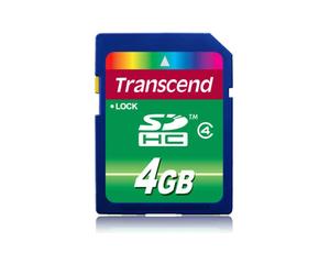 Transcend TS4GSDHC4 Carte Flash SDHC 4Go Noir - Cycles 10000/secteur logique, 2.7-3.6V, -25°C à 85°C, 24x2.1x32mm, 2g, Plug and Play