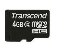 Transcend TS4GUSDC10 mémoire flash 4 Go MicroSDHC NAND Classe 10