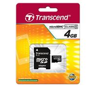 Transcend TS4GUSDHC4 Carte mémoire microSDHC 4 Go avec Adaptateur Classe 4