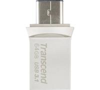 Transcend Mémoire USB JetFlash 890 – 64 GB – USB 3.1 (2è gén.) – USB‑C – argent