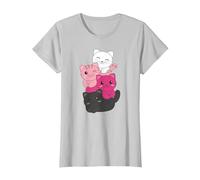 Transfem Drapeau Pile Pride LGBTQ Chats Mignon Chat T-Shirt, Femme, Argent, L