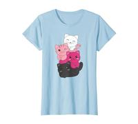 Transfem Drapeau Pile Pride LGBTQ Chats Mignon Chat T-Shirt, Femme, Bleu Céleste, XS