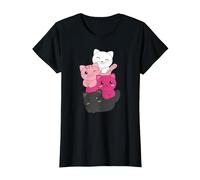 Transfem Drapeau Pile Pride LGBTQ Chats Mignon Chat T-Shirt, Femme, Noir, XXL