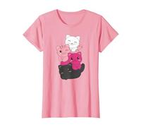 Transfem Drapeau Pile Pride LGBTQ Chats Mignon Chat T-Shirt, Femme, Rose, L