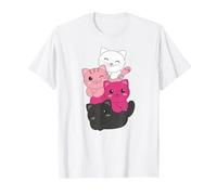 Transfem Drapeau Pile Pride LGBTQ Chats Mignon Chat T-Shirt, Homme, Blanc, 4XL