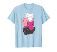 Transfem Drapeau Pile Pride LGBTQ Chats Mignon Chat T-Shirt, Homme, Bleu Céleste, L