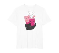 Transfem Drapeau Pile Pride LGBTQ Chats Mignon Chat T-Shirt, Homme Grandes Tailles, Blanc, 3X Tall