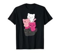 Transfem Drapeau Pile Pride LGBTQ Chats Mignon Chat T-Shirt, Homme, Noir, 4XL