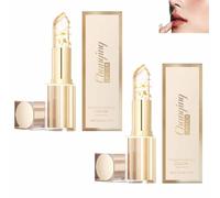 Transferproof Color Changing Lipstick,Gold Crystal Ph Lipstick Color Changing,Clear lipstick That Changes color,Long Lasting 24 Hours Moisturizing Glossy Shine Lip Gloss for Women (2pcs)