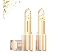 Transferproof Color Changing Lipstick, Molia Color Changing Lipstick Gold Foil, Gold Foil Moisturizing Gloss Lip Deep Nourishment, Transparent Change Lip Balm Long Lasting 24 Hours for Women (2pcs)