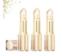 Transferproof Color Changing Lipstick, Molia Color Changing Lipstick Gold Foil, Gold Foil Moisturizing Gloss Lip Deep Nourishment, Transparent Change Lip Balm Long Lasting 24 Hours for Women (3pcs)
