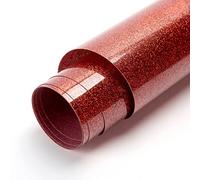 Transfert de Chaleur en Vinyle, Glitter Papier Transfert Rouleau de Vinyle Thermocollant Pailleté Film Holographique DIY pour Vêtements T-Shirt Textile Logos,100cmx30cm (Rouge)