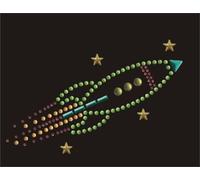 Transfert Strass Thermocollant Fusée 12,4 X 8 Cm