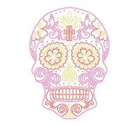 Transfert Thermocollant Clou Et Strass Crâne Mexicain Fluo 3