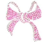 Transfert thermocollant clou et strass - Noeud rose - 10 cm - Ki-Sign Rose G