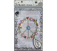 Transfert thermocollant clou et strass - Peace et love - 9x9cm - Ki-Sign G
