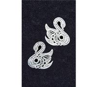 Transfert thermocollant dentelle 2 cygnes 5x5,8 cm - ki-sign Blanc G