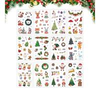 Transferts de Noël pour l'artisanat, décalcomanies de Noël pour l'artisanat - Décalque pour le transfert de dessins animés colorés et,Décalques pour l'eau avec décorations de Noël, de