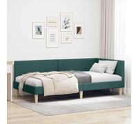 Transformable canapé Angle Design Moderne 100 cm x 200 cm Vert | Cadre de lit d'angle Vert foncé 100x200 cm avec sommier à lattes, convertible en canapé, tête de réglable gauche/droite pour
