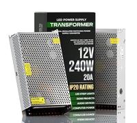 Transformateur d'alimentation universel à découpage régulée IP20 pour bande lumineuse LED CCTV 12 V 240 W 20 A