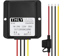 Transformateur DC 24V à 12V 10A 120W Transformateur Abaisseur avec Fusible étanche, Réducteur de Tension pour Chariot de Golf LED Système Solaire de Bateau de Véhicule à Moteur Léger, etc.