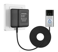 Transformateur de sonnette 24V/500mA, adaptateur d'alimentation secteur câble de transformateur accessoires pour la maison intelligente compatible avec la sonnette vidéo Ring (10m)