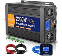 Transformateur de Tension 24V 220V Pure Sinus 2000W Onduleur pour Camion | Convertisseur 24V Puissant avec Télécommande 5m,Écran LCD,Dual Prises EU & USB.Essentiel pour Camion,Bateau,Camping& Solaire