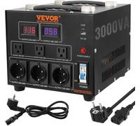 transformateur de tension 3000VA Transformateur AC 110V⇋220V 3 prises de sortie américaines NEMA 5-15R à 3 broches, 3 prises de sortie européennes Shucko, 1 prise USB et 1 prise de type C