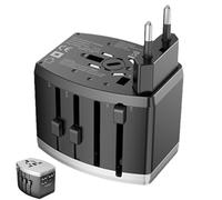Transformateur de tension - Adaptateur secteur global, prise de voyage universelle | Convertisseur de prise mondial 110-250v, adaptateur de tension de voyage Compact Vinternational pour chargeur de té