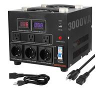 Transformateur de tension Transformateur AC 110V⇋220V - 3000W - Avec 3 prises de sortie US NEMA 5-15R - 3 pôles - 3 prises de sortie européennes Schuko - Incl. 1 prise USB et 1 prise type C