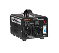 VEVOR Transformateur 220 V à 110 V et 110 V à 220 V, Transformateur de Tension Élévateur et Abaisseur, 1500 VA, avec Prises Américaines, Européennes, Cordon d'Alimentation, Protection par Disjoncteur