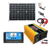 Transformateur Kit Onduleur Solaire 12V vers 220V 110V 300W Puissance De Crête 4000W Transformateur pour Voiture Panneau Solaire 18W Contrôleur(12V-110V)