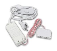 Transformateur LED 12 V CC 12 W avec interrupteur et 6 prises Mini-AMP | Alimentation avec prise européenne | Transformateur pour éclairage LED de meubles | Installation facile, IP20, entrée 230 V CA
