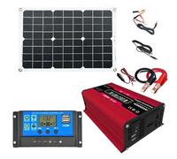 Transformateur Onduleur 12V vers 110V / 220V 230V Onde Sinusoïdale 300W Crête 4000W + Kit Panneau Solaire 18W + Contrôleur De Charge 30 A(Red 12V to 220V)