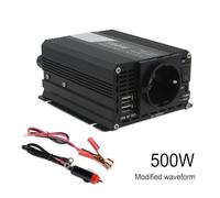 Transformateur Onduleur Voiture 300 W 500 W DC 12 V AC 220 V Convertisseur Chargeur Portable Extérieur Prise Allume-Cigare UE/Universelle(Black 500W EU)