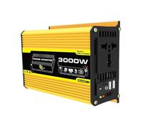 Transformateur Tension Convertisseur Puissance DC 12V vers AC 110/220V Double USB Onduleur Intelligent pour Véhicule Onduleur Numérique 3000W Fusible Intégré Inverter(12V to 220V Yellow)