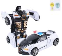 Transformer le jouet de voiture résistant à l'effet double inertie stable robot durable pour les enfants garçons blanc et noir
