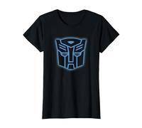 Transformers Autobots Blue Neon Epic Logo T-Shirt, Femme, Noir, XS