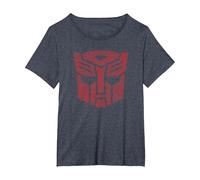 Transformers Autobots Classic Distressed Logo T-Shirt, Femme Grandes Tailles, Bleu Chiné, 3X