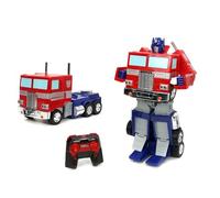 Transformers Converting RC Optimus Prime - Modèle Original G1 Voiture télécommandée - 30 cm de Long en Mode Camion, Debout de 35 cm de Haut converti en Mode Autobot avec lumières Sons et Voix