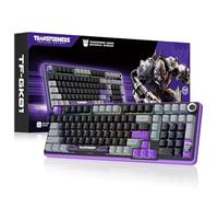 Transformers GK01 Clavier mécanique sans fil avec bouton, 101 touches RVB crémeux, BT5.0/USB-C/2,4 GHz, commutateurs linéaires pré-lubrifiés, claviers d'ordinateur personnalisés remplaçables à chaud