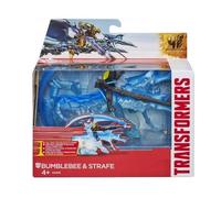 Transformers l'age de l'extinction : Bumblebee & Strafe - Dino rétro Friction - Set Figurine + 1 Carte Tigre - Jouet garçon