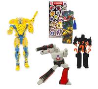 Transformers Lot de 3 mini figurines Beast - Lot de 10,2 cm avec figurines Cheetor, Megatron et Mystery Plus autocollants, marque-page | Fournitures de fête Transformers